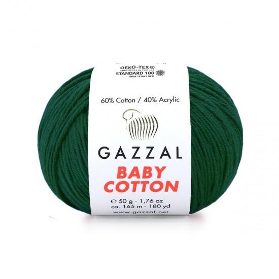 Gazzal Baby Cotton Asker Yeşili El Örgü İpi 3467 Gazzal Baby Cotton Asker Yeşili El Örgü İpi 3467