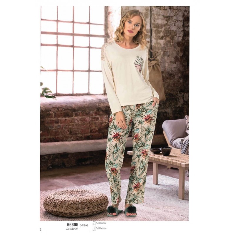 NBB Tropical Kadın Pijama Takımı Uzun Kol 66605 NBB Tropical Kadın Pijama Takımı Uzun Kol 66605